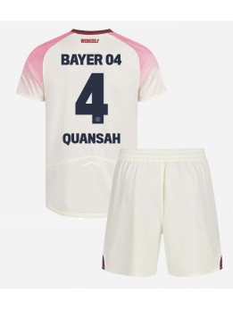 Otroški Nogometna dresi replika Bayer Leverkusen Jarell Quansah #4 Gostujoči 2025-26 Kratek rokav (+ hlače)